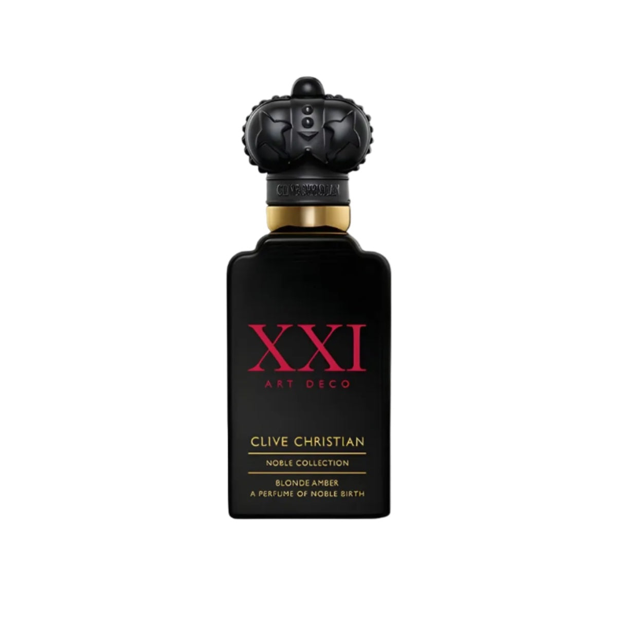 clive christian blonde amber 50ml extrait de parfum with black bottle and black crown cap 