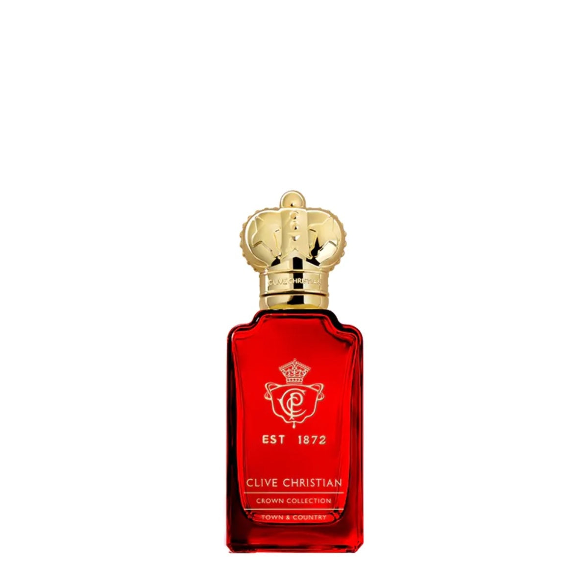 clive christian town and country 50ml eau de parfum red bottle with gold crown cap