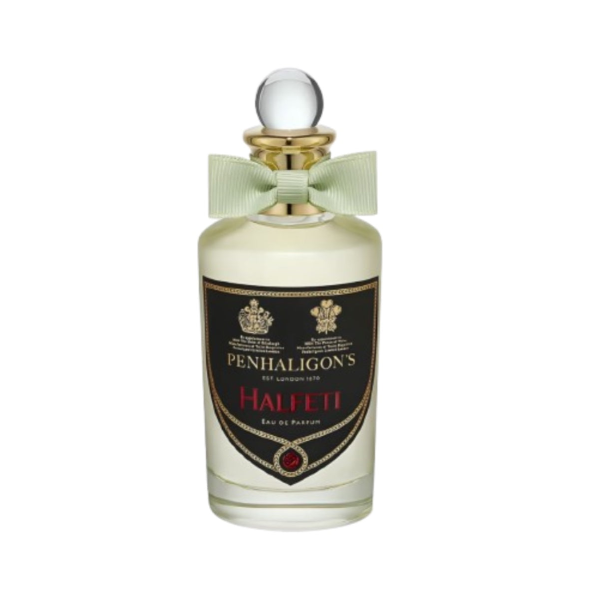 penhaligons halfeti 100ml bottle eau de parfum gold cap with light green ribbon 